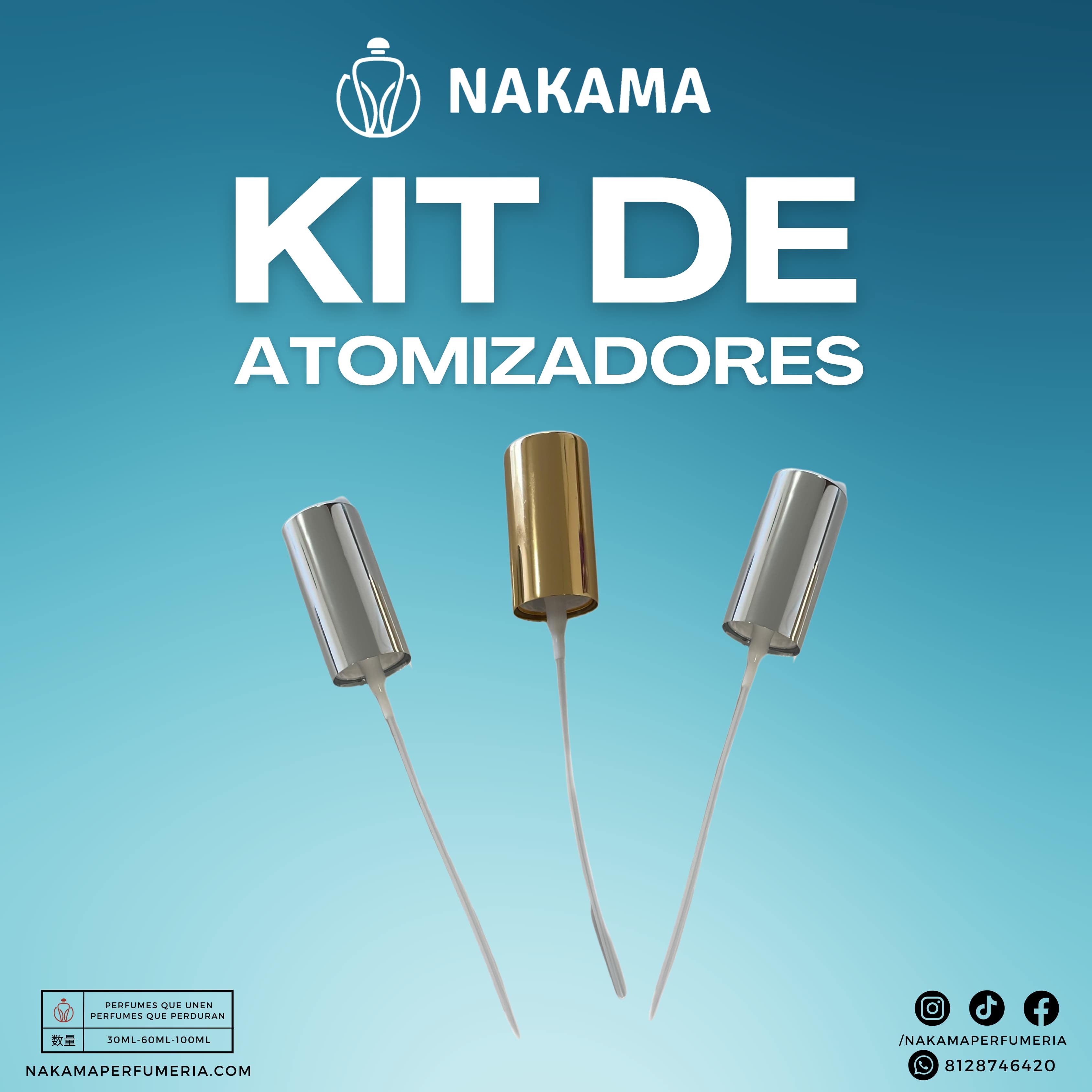 KIT DE 3 ATOMIZADORES METÁLICOS